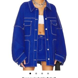 Blue Denim Jacket and Skirt Set from Revolve